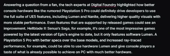 數毛社談虛幻5:像PS5 Pro這種硬體能帶來更棒的效果