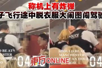 稱機上有炸彈　女子飛行途中脫衣服大鬧圖闖駕駛艙