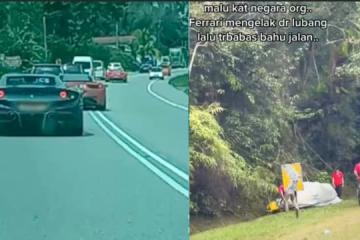 獅城法拉利車隊馬國危駕 一車疑閃路洞失控撞溝渠