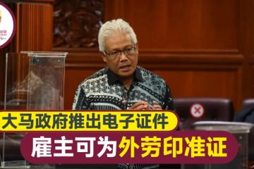 大馬政府推電子證件  僱主可自行列印工作準證貼紙