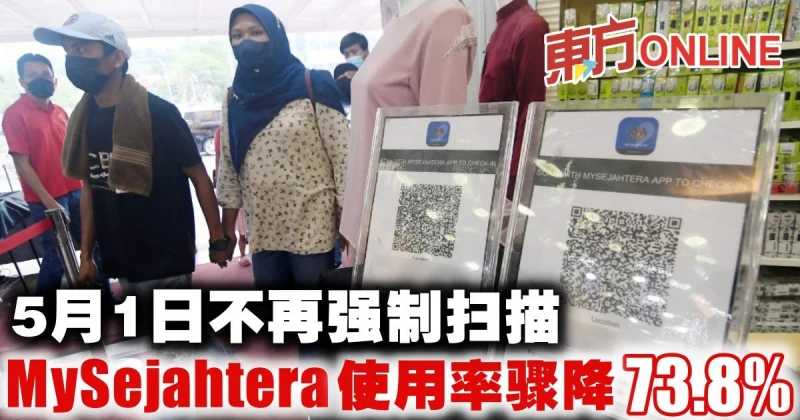 5月1日不再強制掃描　MySejahtera使用率驟降73.8%