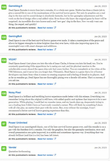 《死亡空間RE》進入M站必玩榜單 均分89好評如潮