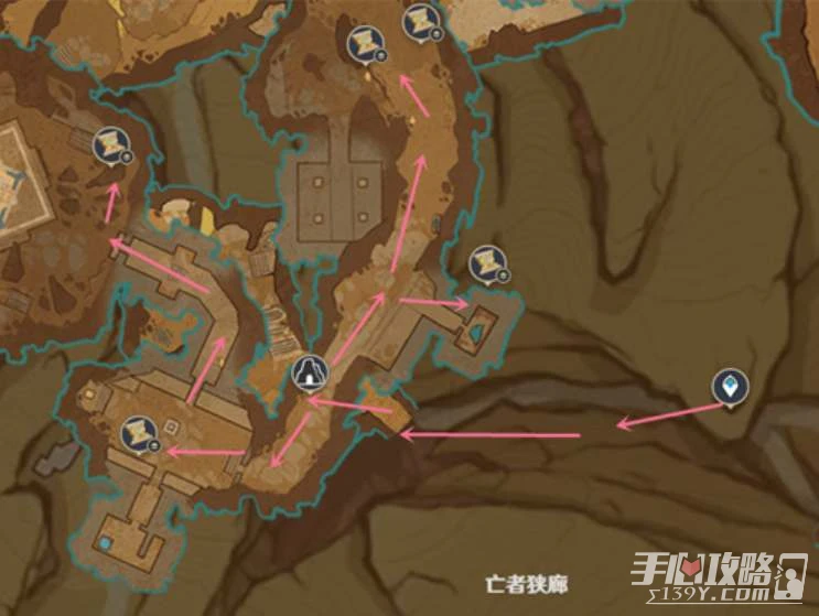 《原神》亡者狹廊聖章石位置