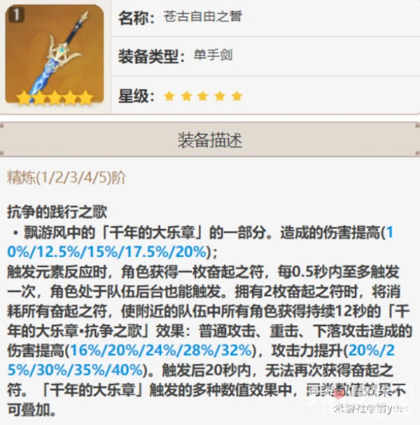 《原神》2023單手劍強度排名