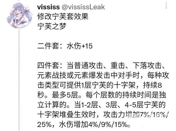 原神寧芙之夢四件套什麼效果