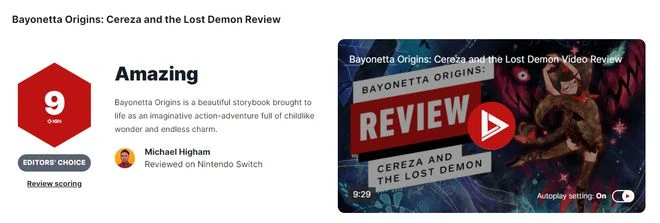 《獵天使魔女:起源》IGN 9分