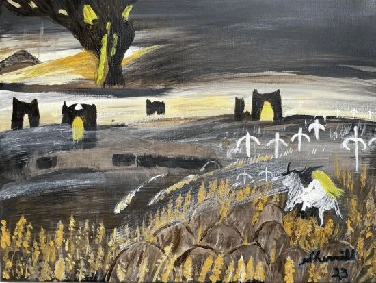 玩家曬半盲母親的《老頭環》畫作:她是我的宵色女王