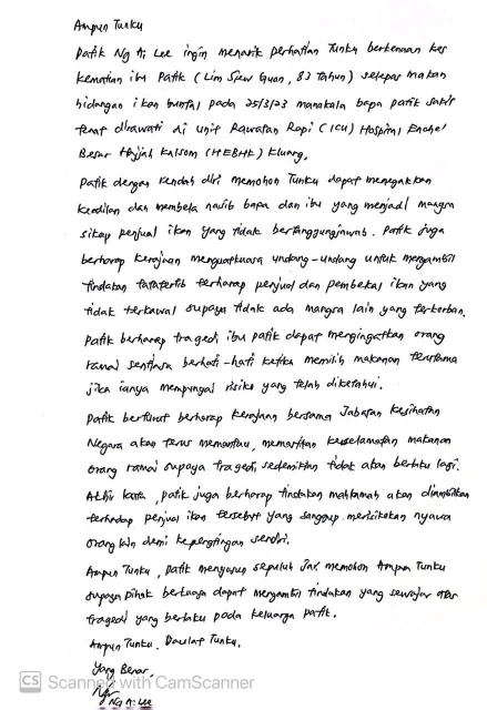 【雞腿魚中毒】女兒親筆信冀柔王儲關注　對付不負責任魚商