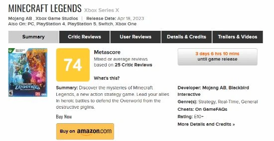 微軟《我的世界：傳奇》M站74分 讓RTS更平易近人