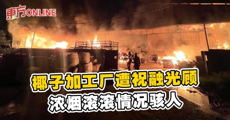 椰子加工廠遭祝融光顧　濃煙滾滾情況駭人