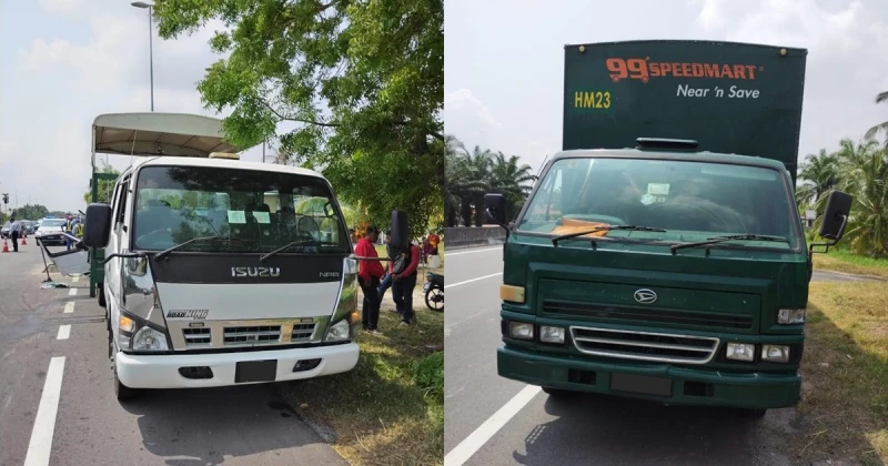 3車追撞貨車被2羅里包夾　老婦少女受困車內被救出