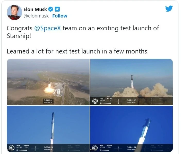 SpaceX星艦試射爆炸告終　馬斯克發文「恭喜」團隊