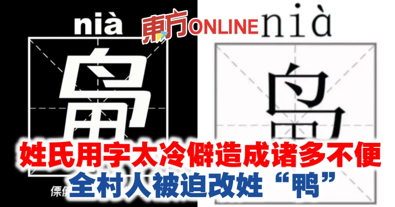 姓氏用字太冷僻諸多不便　全村人被迫改姓「鴨」