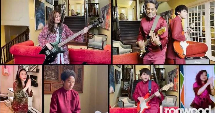 凱里與妻兒彈電吉他 搖滾歡唱開齋節歌曲