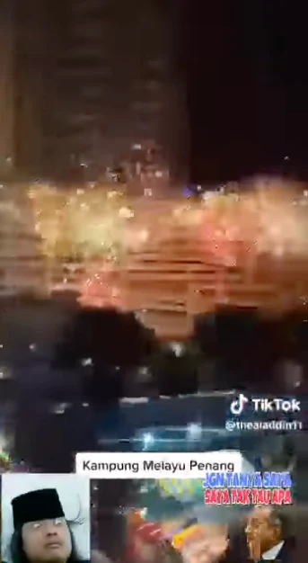 檳甘榜馬來由歡慶開齋節　煙花爆竹轟炸上空如「戰場」