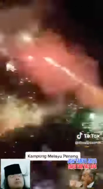 檳甘榜馬來由歡慶開齋節　煙花爆竹轟炸上空如「戰場」