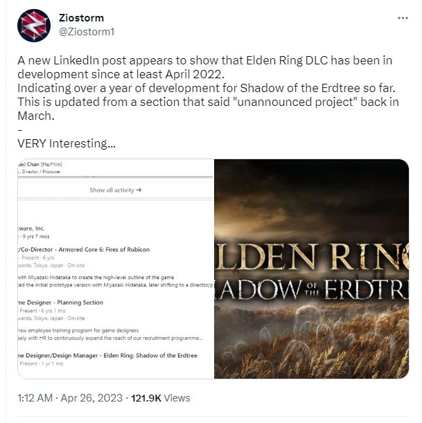 《老頭環》DLC去年四月就已開始開發