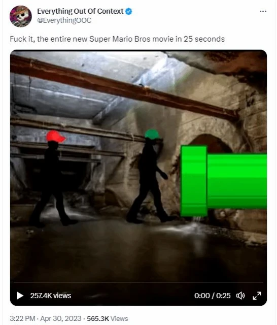 任天堂氣暈：推特流出的馬里奧電影播放量超900萬次