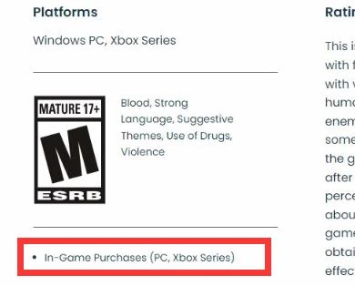 《星空》ESRB頁面顯示：遊戲含有微交易機制