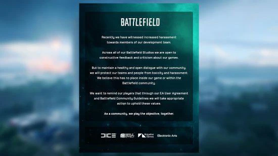 EA《戰地》工作室遭到騷擾 官方稱將採取行動