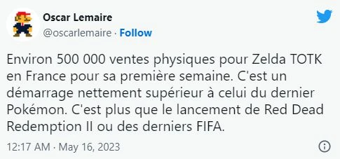 法國《王國之淚》首周銷量達50萬！超越《大表哥2》