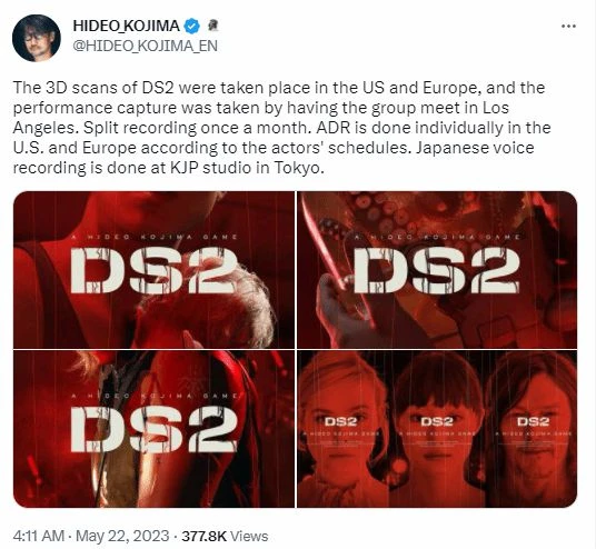 小島秀夫分享《死亡擱淺2》最新進度 配音工作已完成