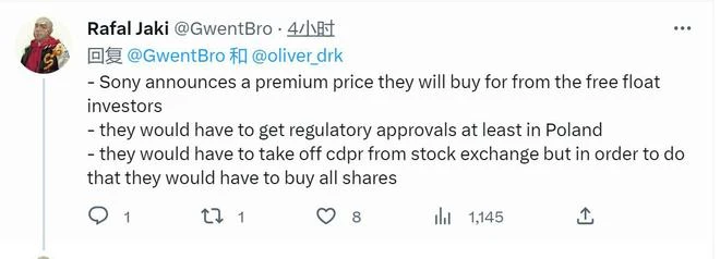 索尼在收購CDPR？可能是假消息