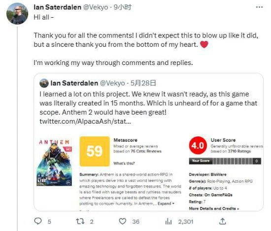 《聖歌》開發人員每周工作90小時:但期待《聖歌2》