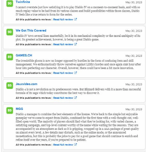 《暗黑4》M站88分、OC站90分:內容夯實 完美續作