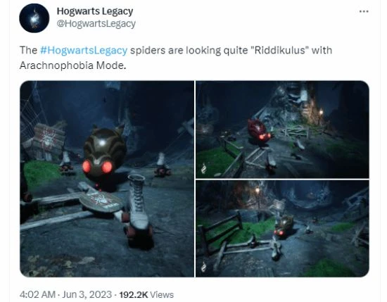 《霍格沃茨》官方曬"蜘蛛恐懼症"模式:這樣就不怕了