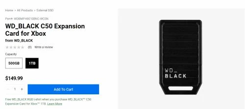 西數Xbox存儲擴展卡正式推出 1TB版售價約1067元