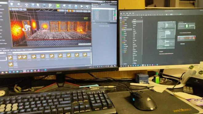 和父親一起做遊戲的阿魯