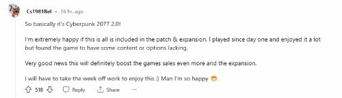 2077資料片新增大量改動 粉絲：這是賽博朋克2.0