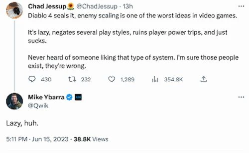 Bungie開發者發文抨擊《暗黑4》 暴雪總裁回復"呵呵"