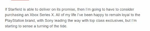 媒體人稱要為星空放棄PS5買XSX 引發玩家不解