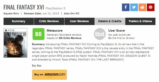 《最終幻想16》M站88分:故事引人入勝 戰鬥精彩激烈