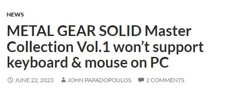 科樂美《合金裝備合集》登陸PC 但不支持鍵鼠操作