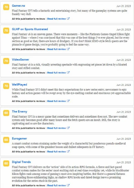 《FF16》中評匯總：老套的支線和故事是最大槽點