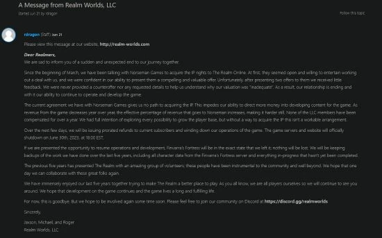 運營27年：遠古MMO網遊即將關服！