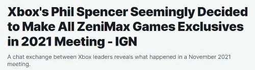 斯賓塞落錘：21年起將所有ZeniMax遊戲變為獨家
