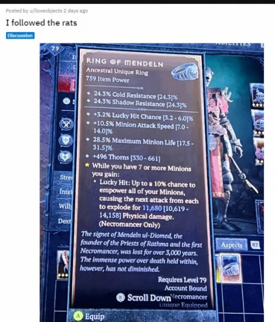《暗黑4》玩家表示：地牢中跟隨老鼠能爆出好裝備