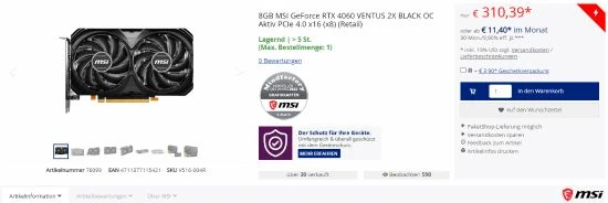 商家喪失信心？RTX4060顯卡發布近一周就跌破首發價