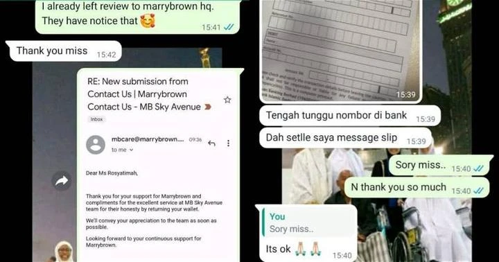 錢包遺留雲頂Marrybrown分店　良心員工將一個月伙食費匯回給婦女