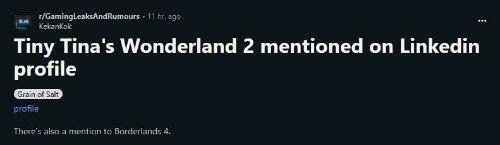 員工簡歷泄露《無主之地4》 首曝《緹娜奇幻之地2》