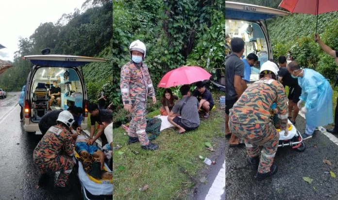 休閒巴失控翻覆 2男1女輕重傷