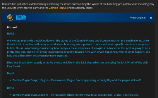 暴雪藍貼：前夕時間線以及後續發展的回覆