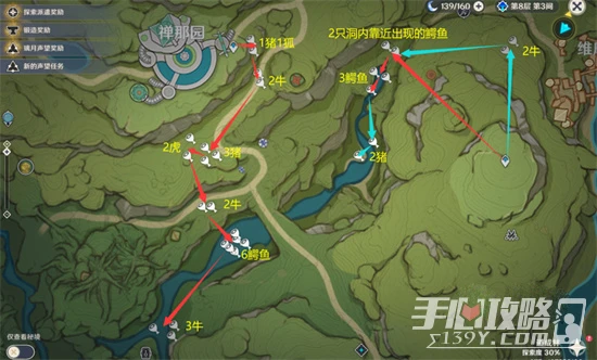 《原神》須彌地圖獸肉速刷路線圖