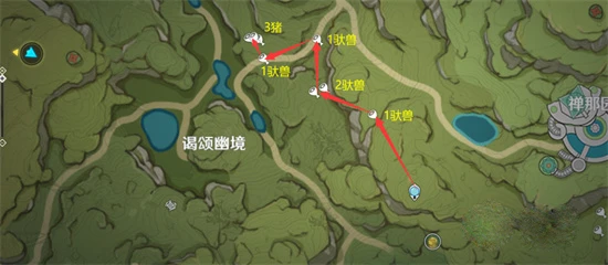 《原神》須彌地圖獸肉速刷路線圖