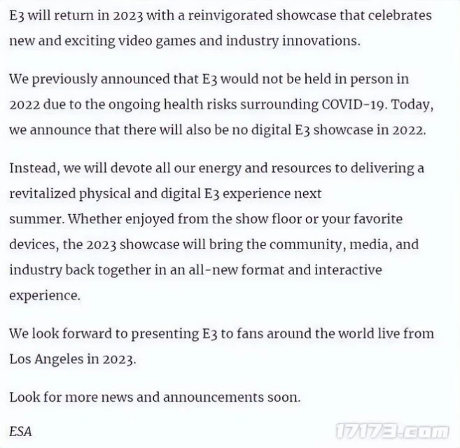 不是愚人節玩笑！官方確認E3 2022徹底取消，明年重新回歸