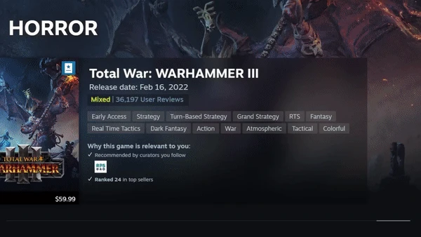 Steam更新 大幅度調整標籤、類型和主題瀏覽頁面